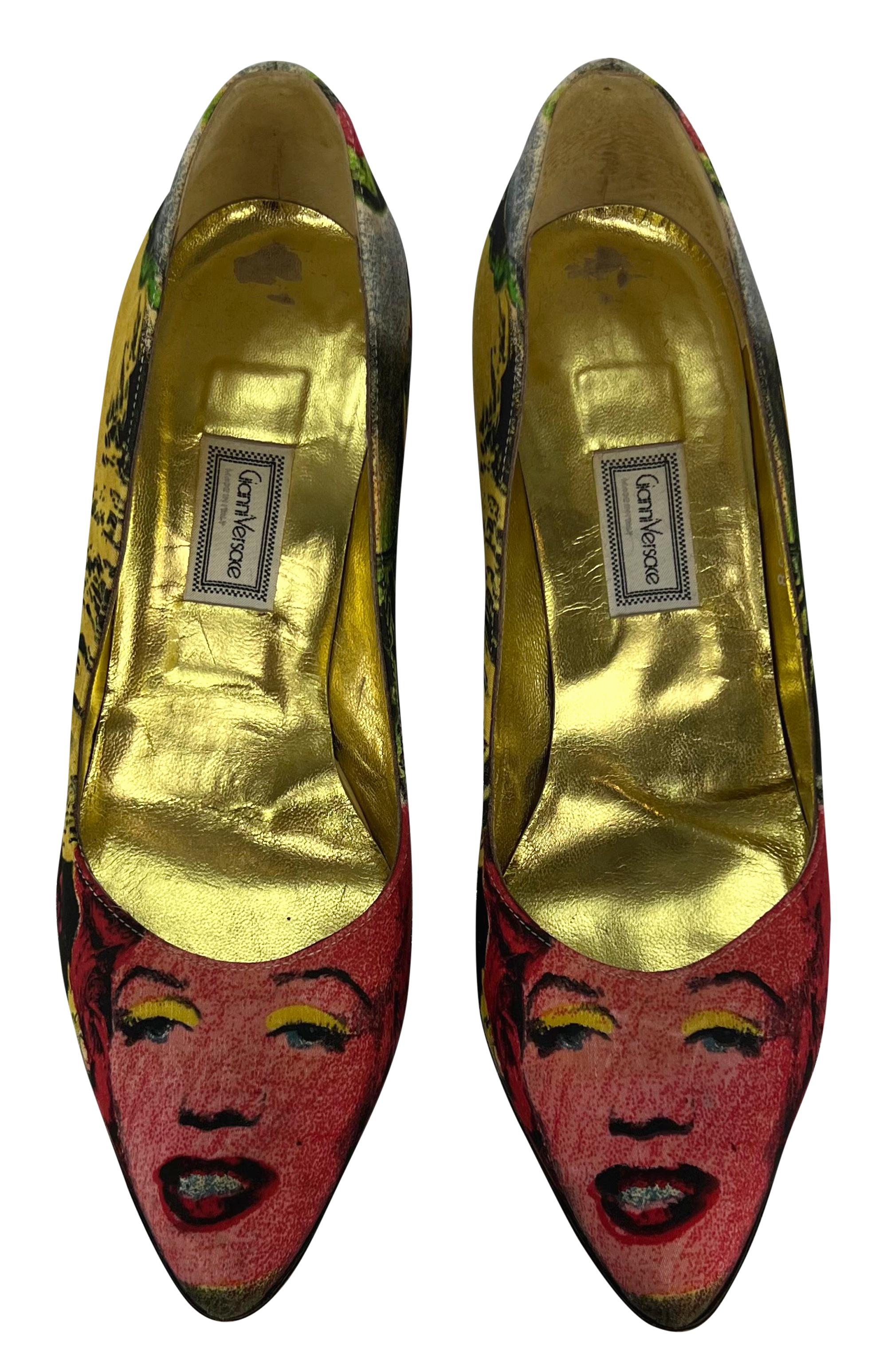 S/S 1991 Gianni Versace Marilyn Monroe Pop Art Warhol Print Escarpins IT38 en vente 2