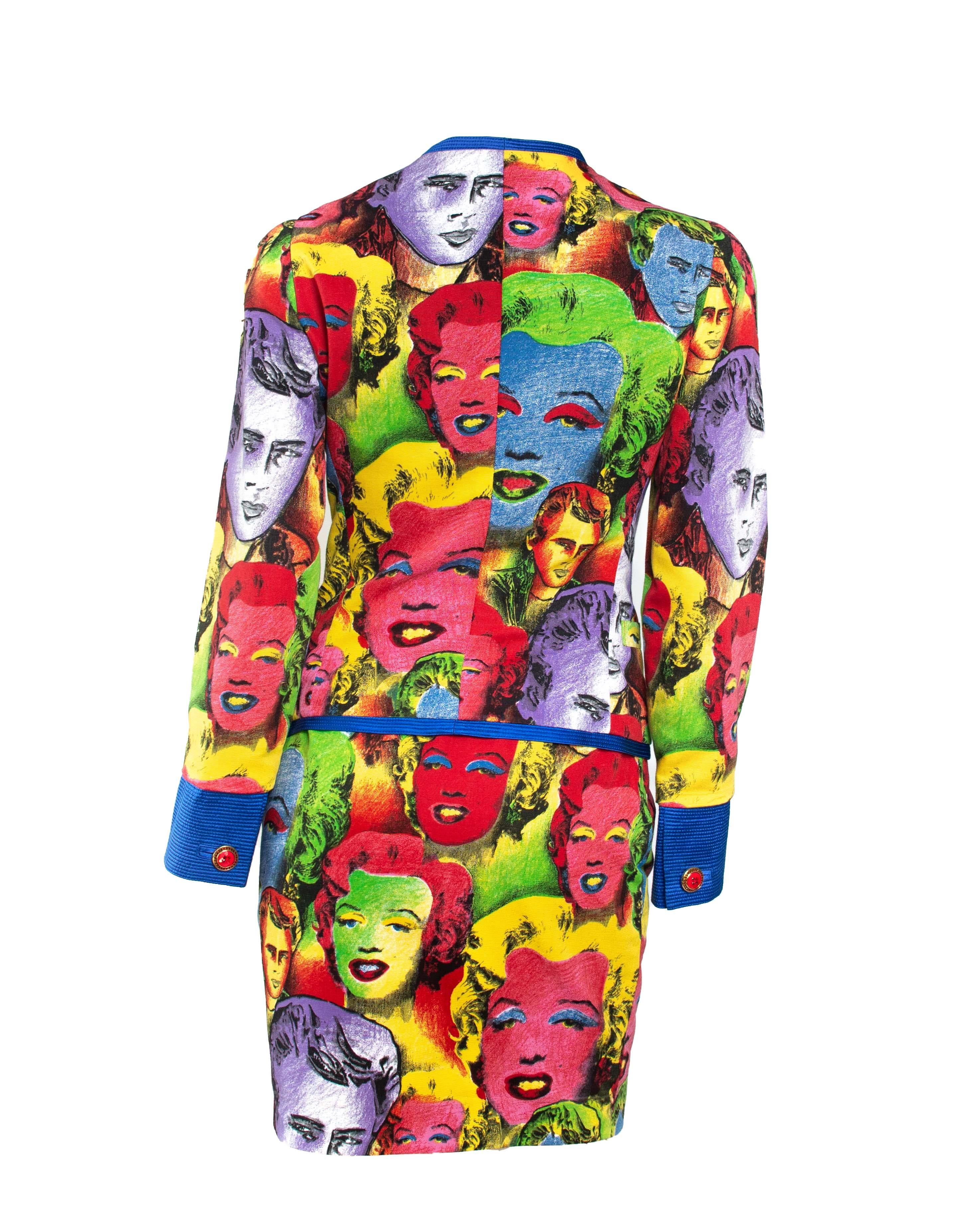 S/S 1991 Gianni Versace Marilyn Monroe Warhol Inspired Print Pop Art Skirt Suit In Good Condition For Sale In West Hollywood, CA