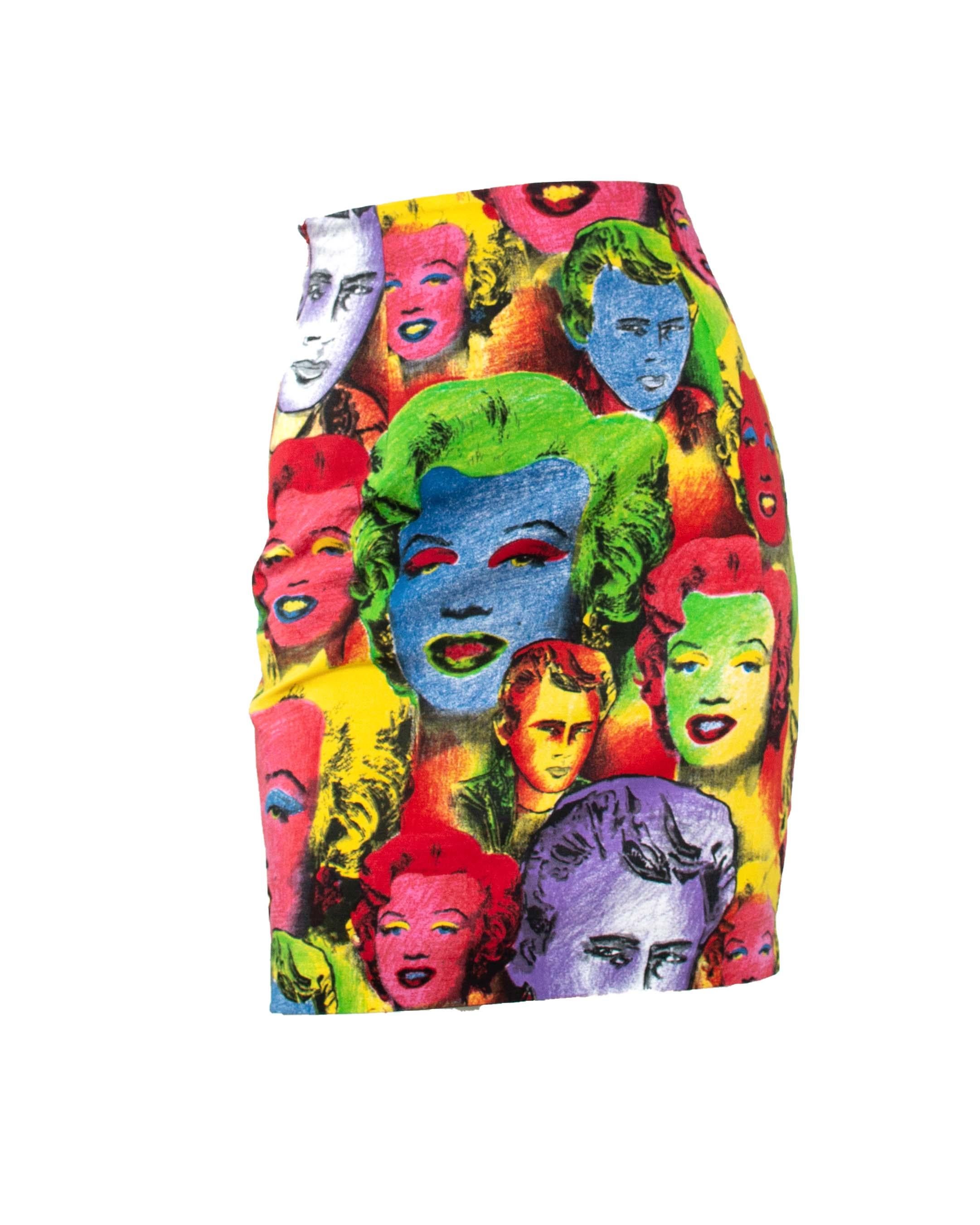 S/S 1991 Gianni Versace Marilyn Monroe Warhol Inspired Print Pop Art Skirt Suit For Sale 1