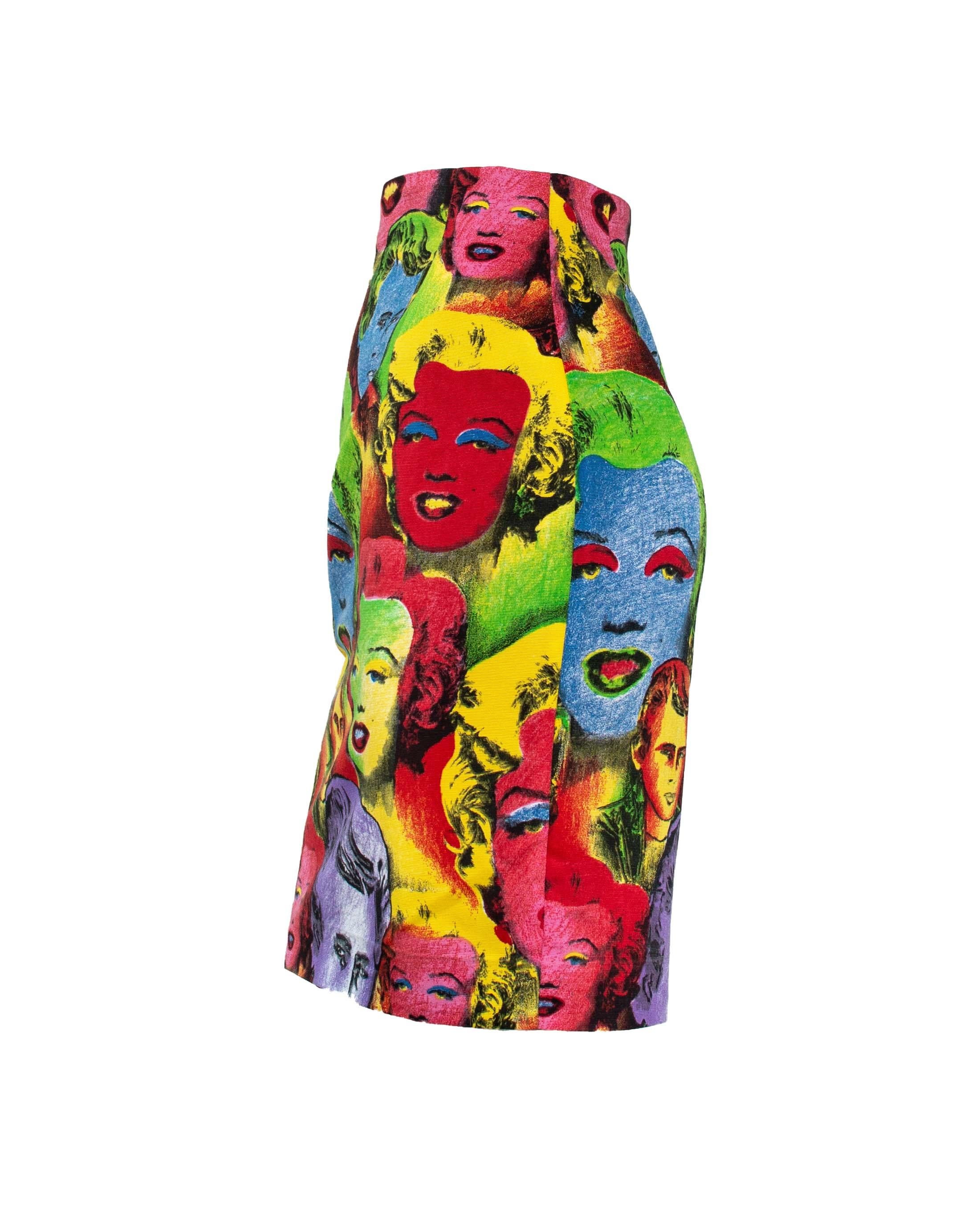 S/S 1991 Gianni Versace Marilyn Monroe Warhol Inspired Print Pop Art Skirt Suit For Sale 2