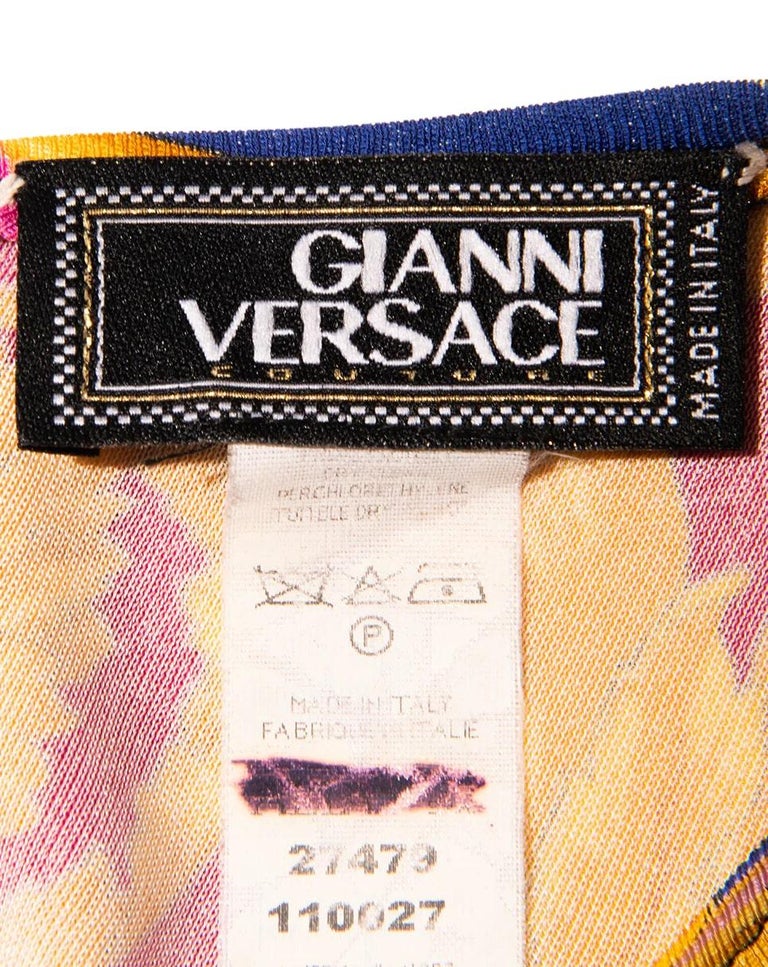 S/S 1991 Gianni Versace Patchwork Pattern Midi Dress For Sale at 1stDibs