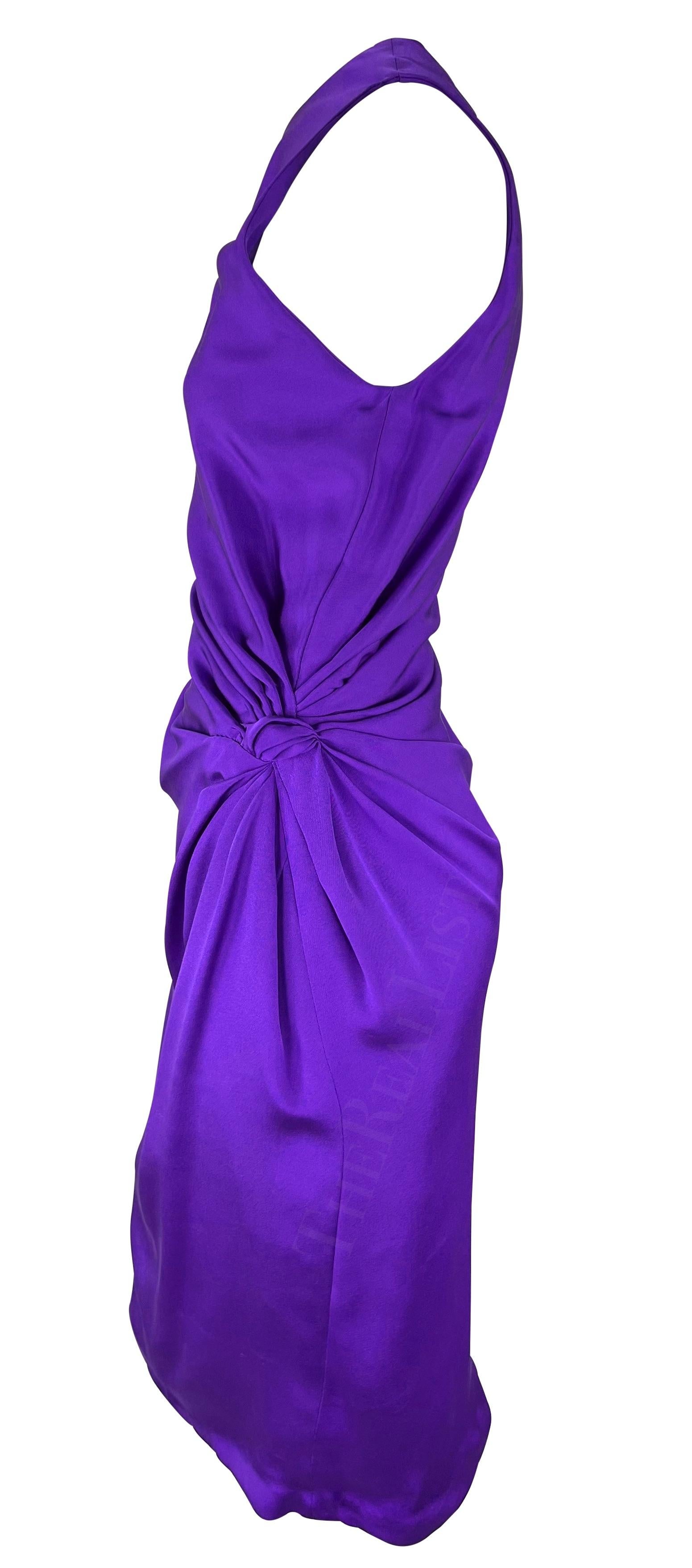 S/S 1991 Gianni Versace Purple Gathered Ruched Sleeveless Cocktail Dress In Good Condition For Sale In West Hollywood, CA