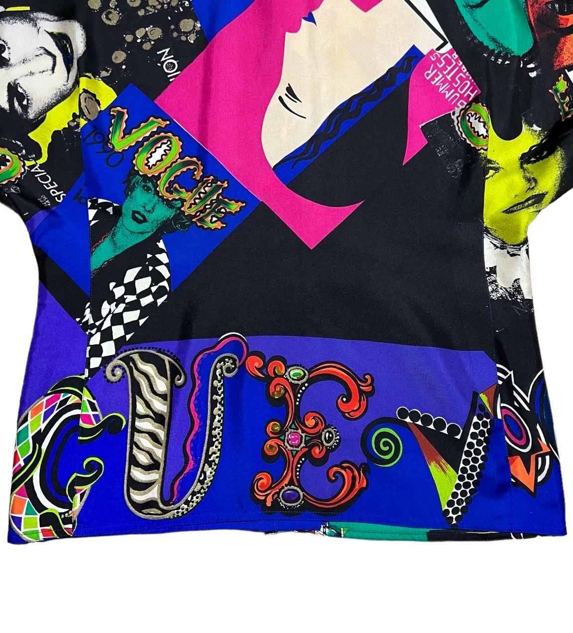 S/S 1991 Gianni Versace Vogue Pop Art Printed Silk Shirt For Sale 5