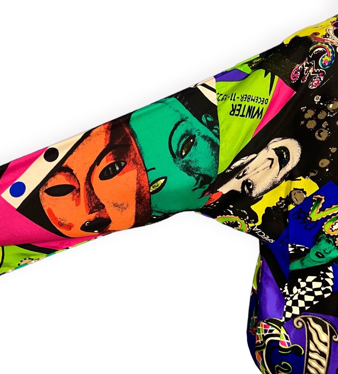 S/S 1991 Gianni Versace Vogue Pop Art Printed Silk Shirt For Sale 11