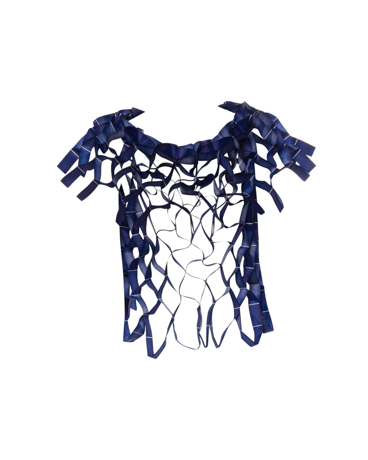 Women's S/S 1991 Issey Miyake Blue 3D Cage Top For Sale