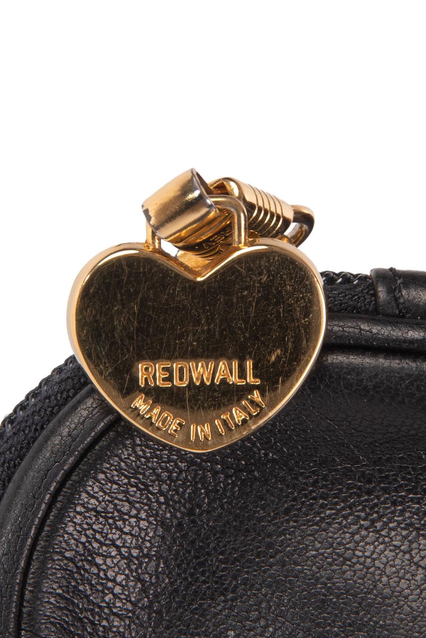 S/S 1991 MOSCHINO Redwall Documented Black Heart-Shaped Appliquéd Leather Purse 2