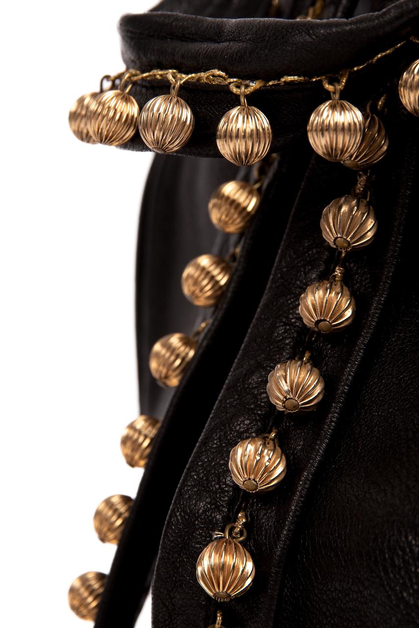 S/S 1991 MOSCHINO Redwall Documented Black Blossoms Appliquéd Leather Backpack For Sale 7