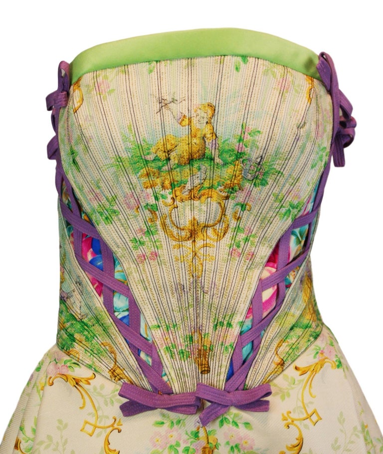 S/S 1992 Atelier Versace by Gianni Versace Strapless Bustier Mini Dress ...