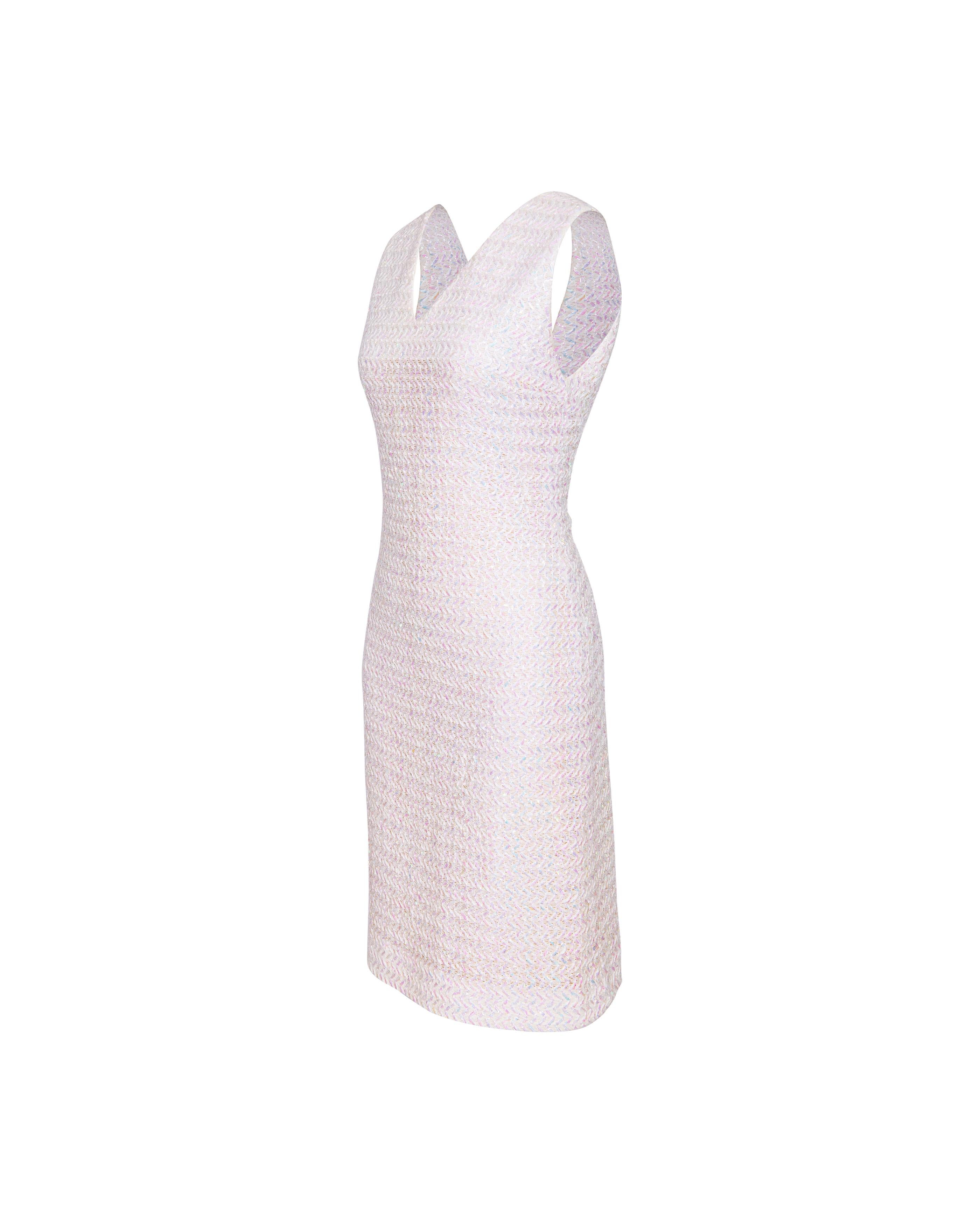 S/S 1992 Chanel by Karl Lagerfeld Metallic Above-Knee Sheath Dress In Good Condition For Sale In North Hollywood, CA