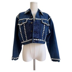 Dolce & Gabbana Vintage 1992 Women's Cropped Denim Crystal Jacket
