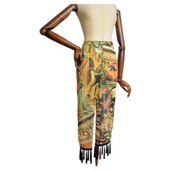 S/S 1992 Dolce & Gabbana Pantalon 3/4 Capri à motifs colorés et à glands Pantalon 3/4