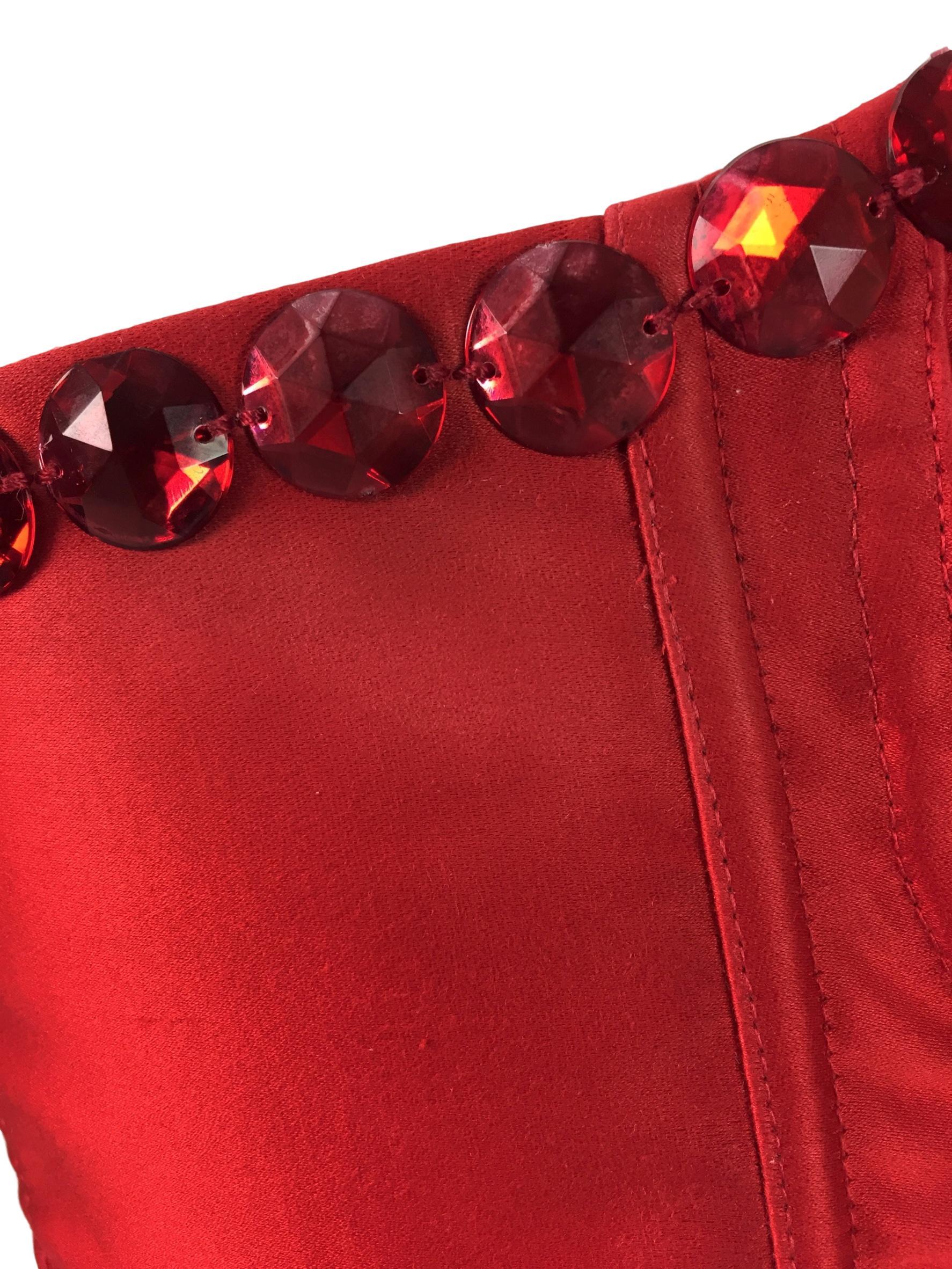 S/S 1992 Dolce & Gabbana Runway SEX & LOVE Red Crystal Corset Bustier Crop Top 4