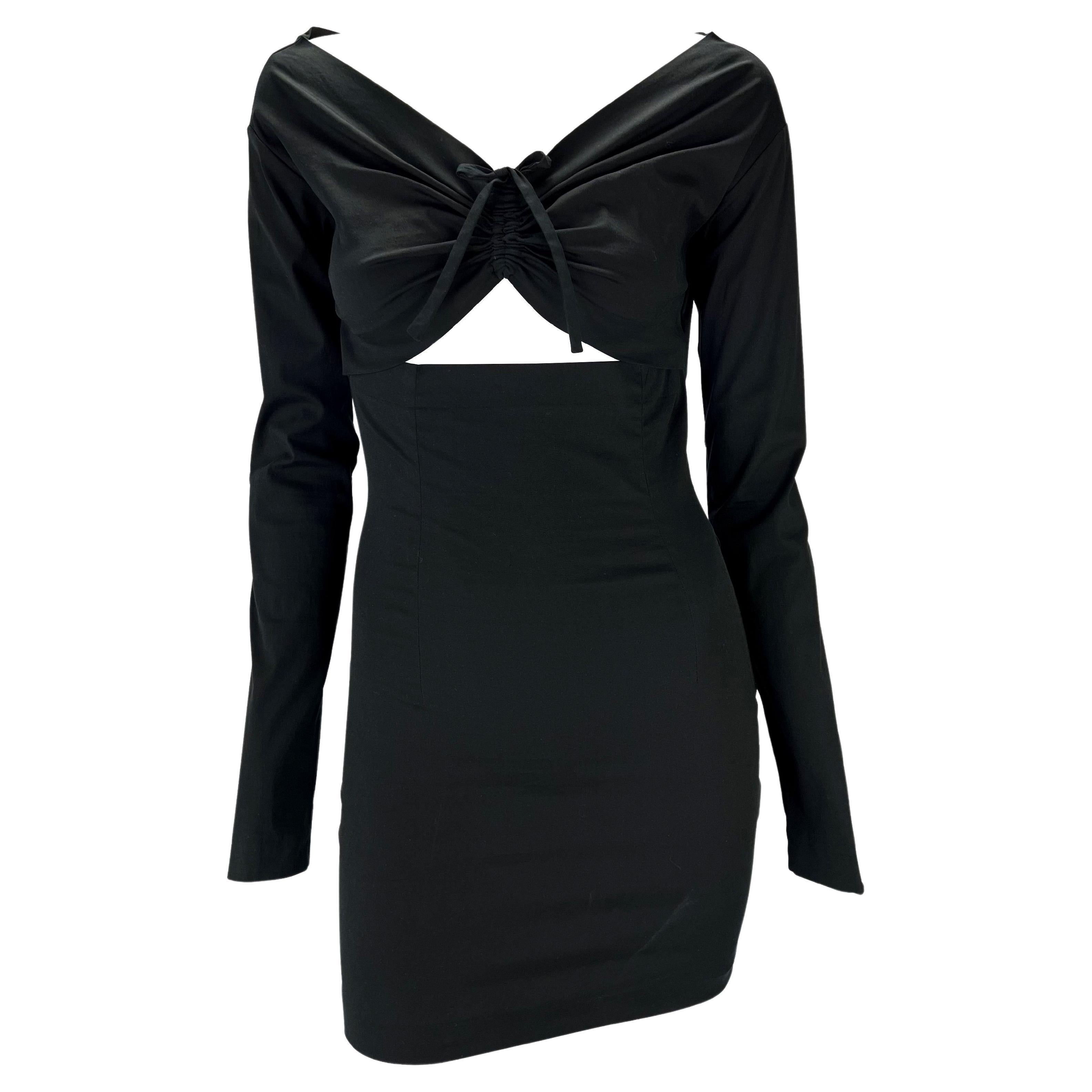 F/S 1992 Dolce & Gabbana Stretch Cut Out gerafftes Kleid mit Ausschnitt