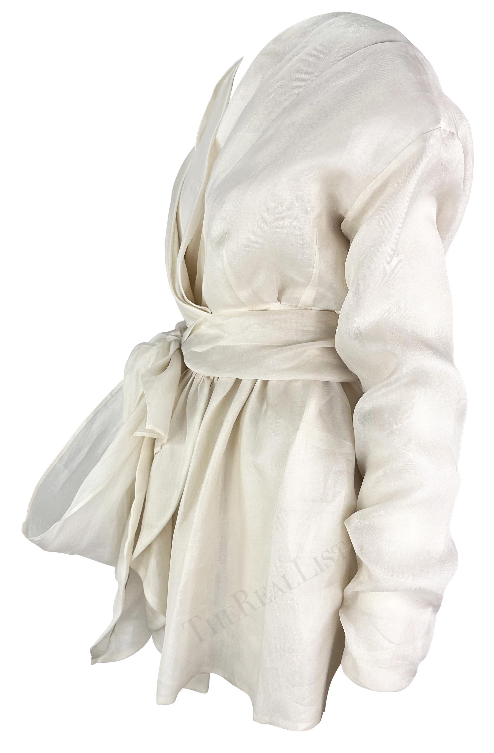S/S 1992 Dolce & Gabbana White Silk Flowy Layered Long Sleeve Blouse (Chemisier à manches longues en soie) en vente 2