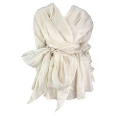 S/S 1992 Dolce & Gabbana White Silk Flowy Layered Long Sleeve Blouse