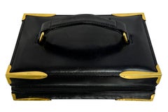 S/S 1992 Donna Karan Runway Black Leather Book Style Clutch Travel Bag