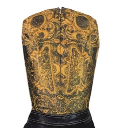 S/S 1992 Gianni Versace Atelier Print Gold Studded Baroque Top