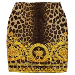 S/S 1992 Gianni Versace Baroque Animal Print Mini Pencil Skirt