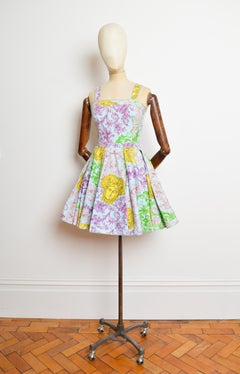 S/S 1992 Gianni Versace Baroque Pale blue Pastel rococo Tutu Cocktail Dress