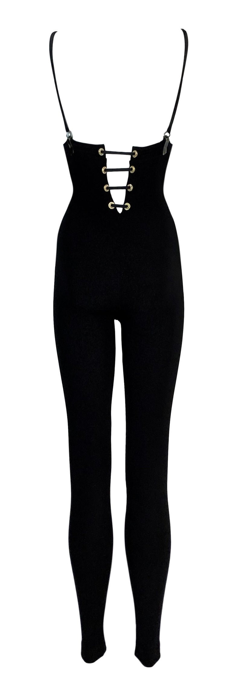 S/S 1992 Gianni Versace Black Plunging Corset Lace Up Jumpsuit at 1stDibs versace black