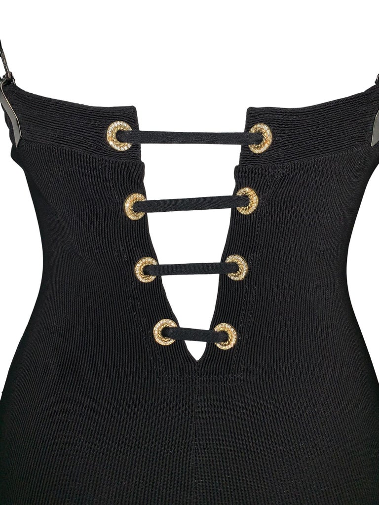 S/S 1992 Gianni Versace Black Plunging Corset Lace Up Jumpsuit at 1stDibs versace jumpsuit