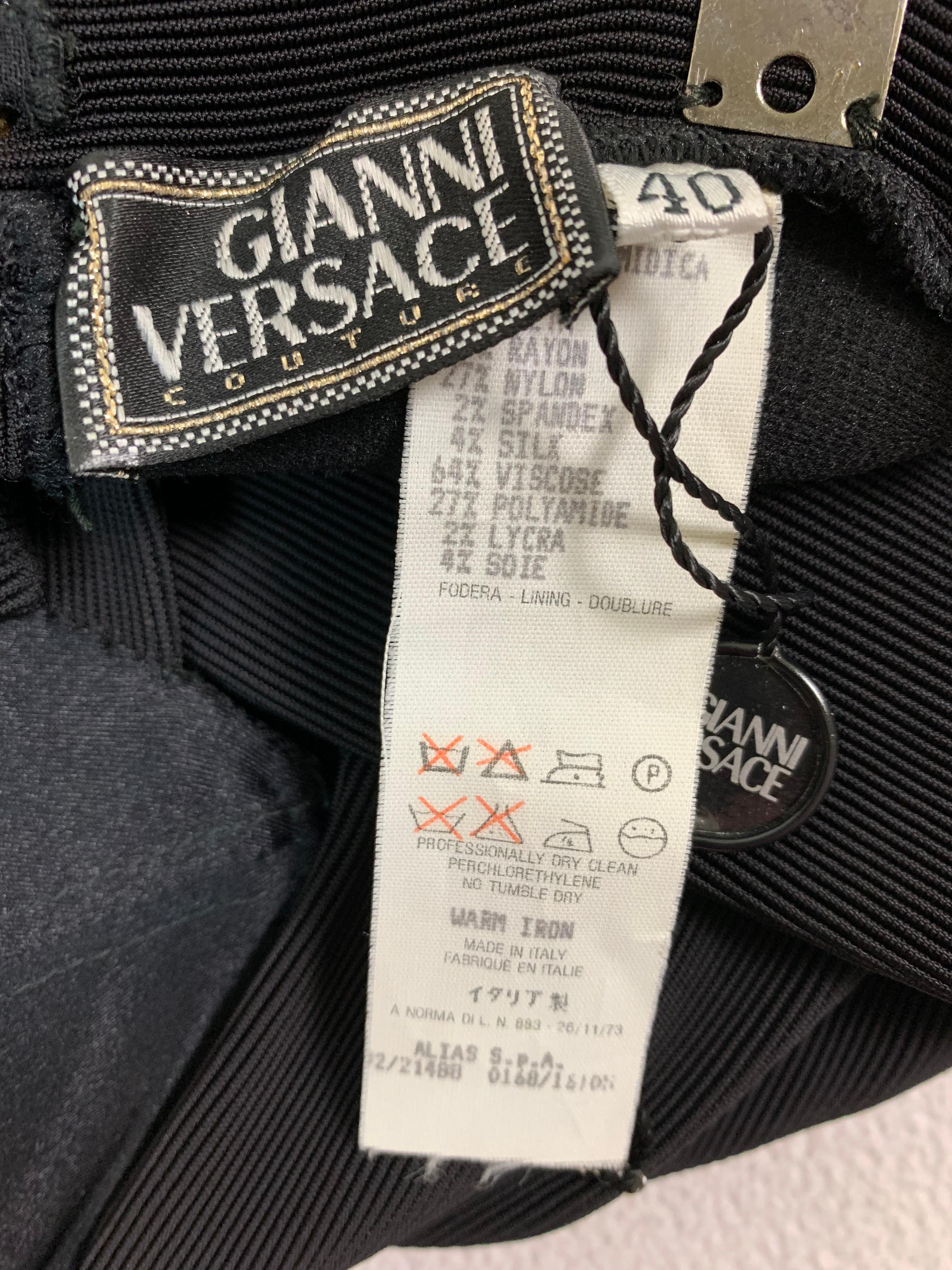 S/S 1992 Gianni Versace Black Plunging Corset Lace Up Jumpsuit 1