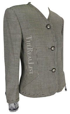 S/S 1992 Gianni Versace Black White Checkered Rhinestone Baroque Jacket