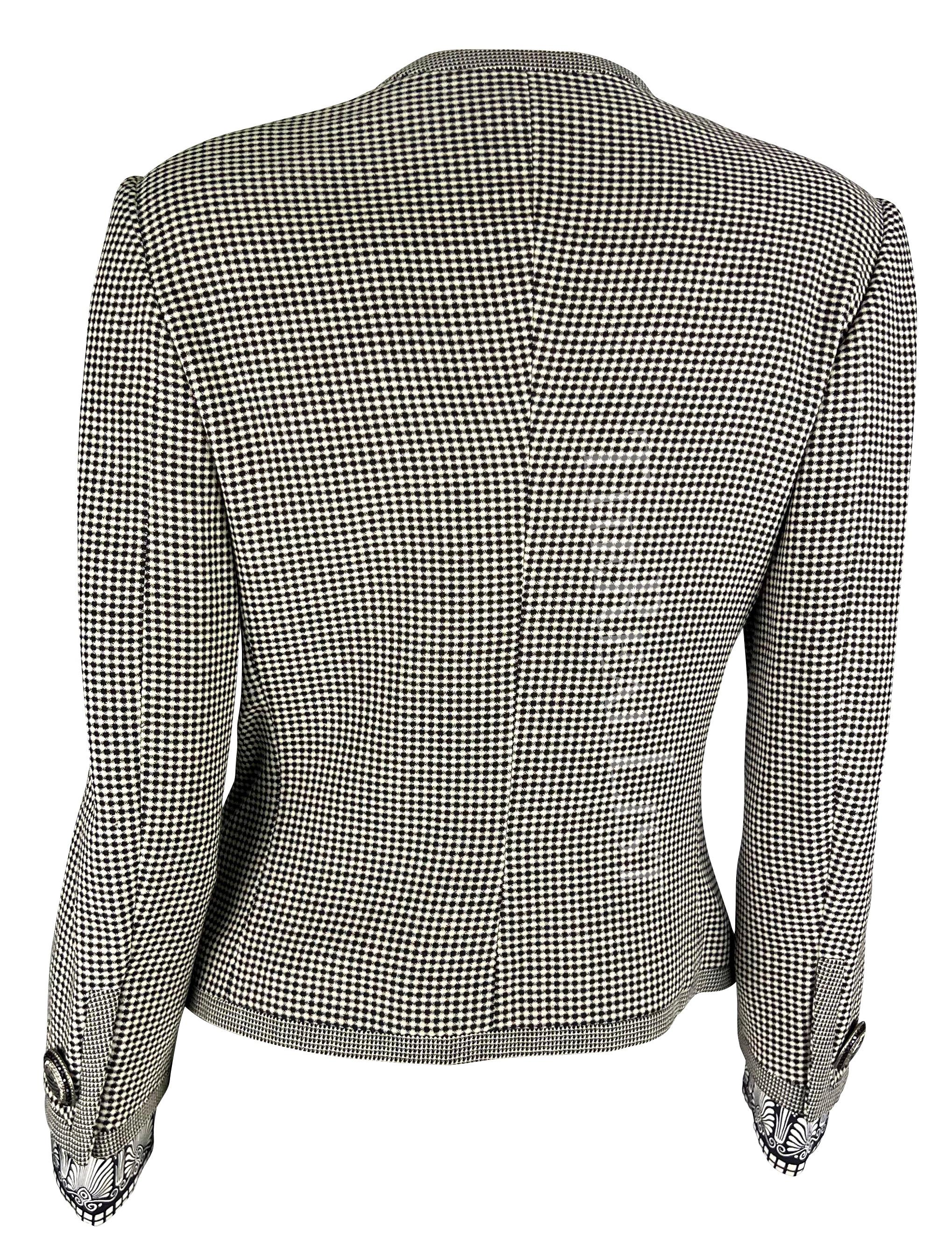 Women's S/S 1992 Gianni Versace Black White Checkered Rhinestone Baroque Jacket For Sale