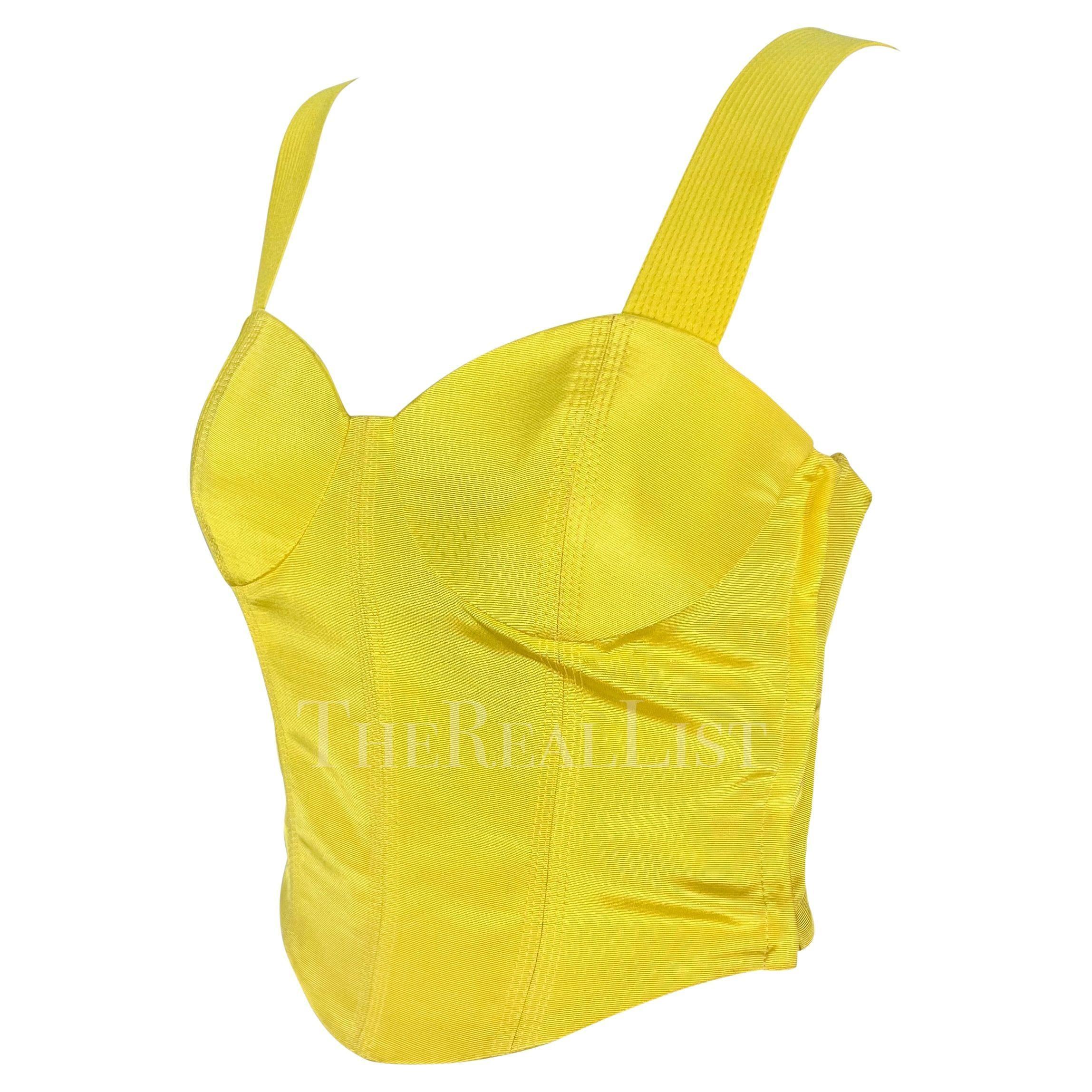 Jaune Gianni Versace - Bustier court jaune canari, printemps-été 1992 en vente