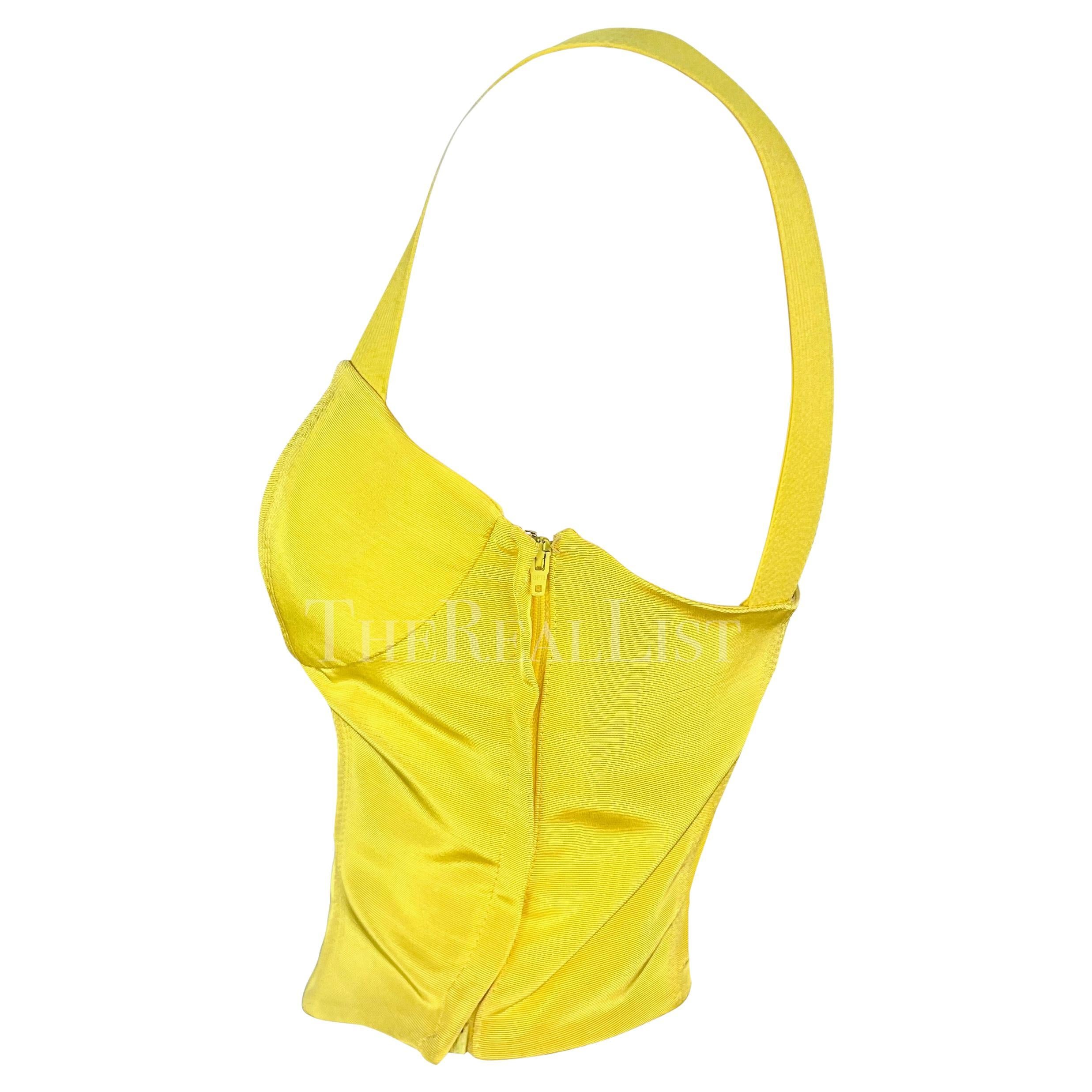 S/S 1992 Gianni Versace Canary Yellow Bustier Crop Top In Excellent Condition For Sale In West Hollywood, CA