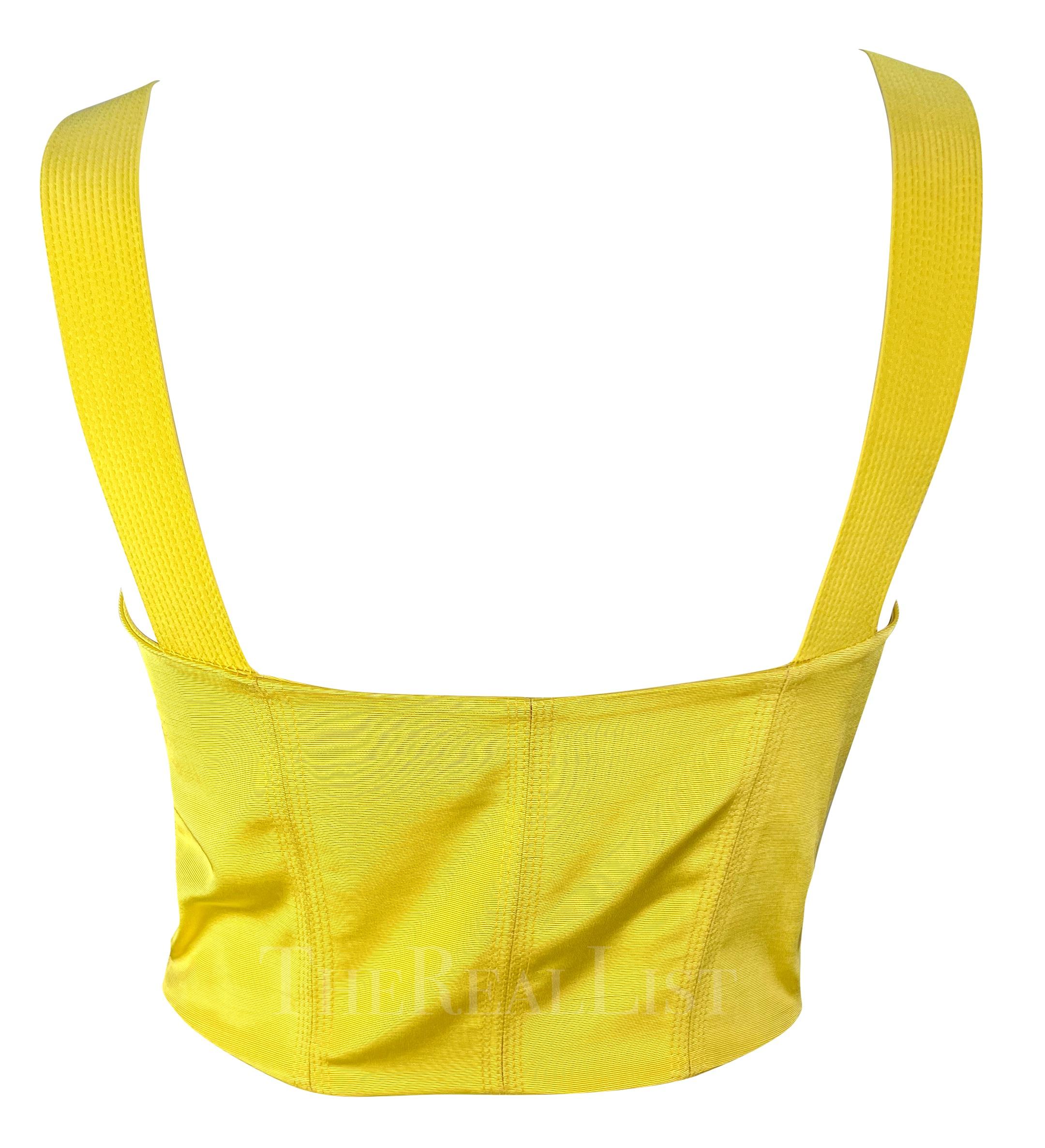 Women's S/S 1992 Gianni Versace Canary Yellow Bustier Crop Top For Sale