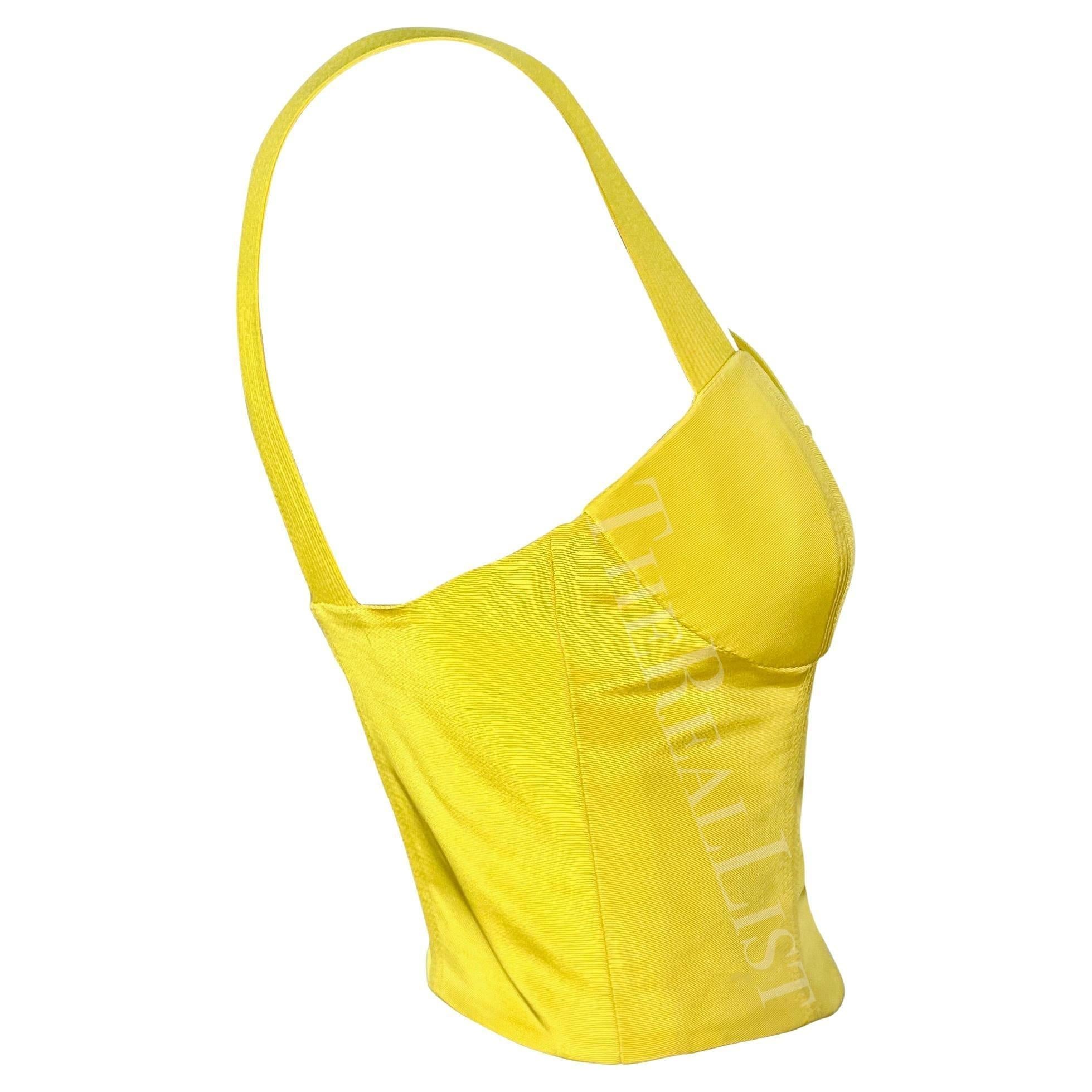 Gianni Versace - Bustier court jaune canari, printemps-été 1992 en vente 1