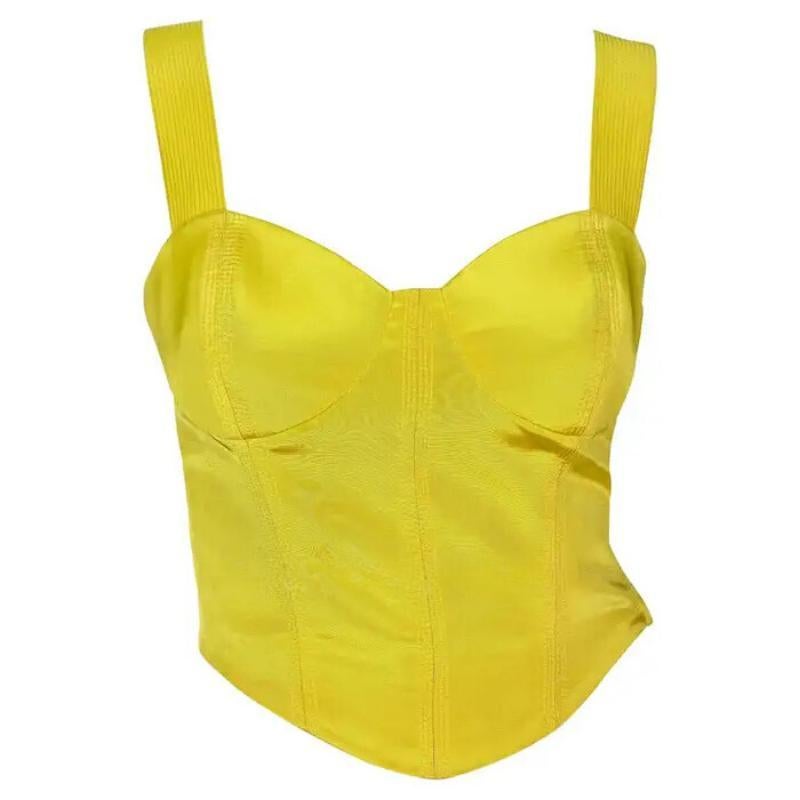 P/E 1992 Gianni Versace Crop Top Bustier Giallo Canarino