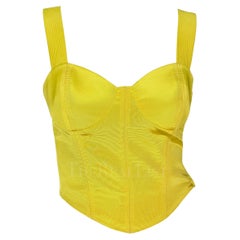 Vintage S/S 1992 Gianni Versace Canary Yellow Bustier Crop Top
