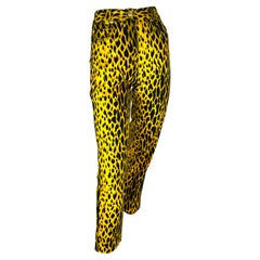 S/S 1992 Gianni Versace Runway Cheetah Print Yellow Black Cotton Stretch Jeans