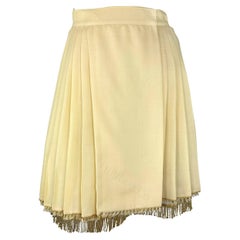 S/S 1992 Gianni Versace Couture Off-White Pleat Wrap Fringe Skirt Crinoline Set