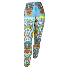 S/S 1992 Gianni Versace Couture Runway Baby Blue Seashell Print Jeans