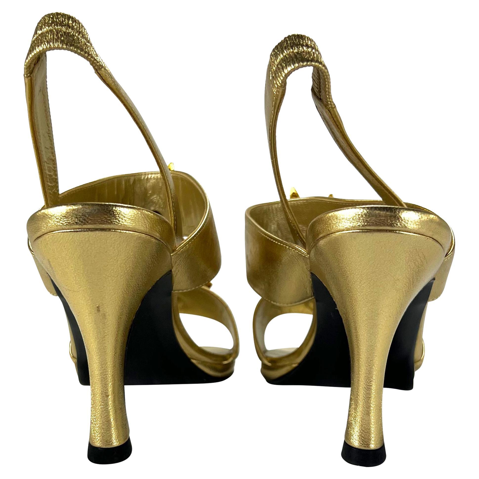F/S 1992 Gianni Versace Gold Mare Heels mit Absatz Größe 36 Damen im Angebot