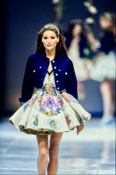 S/S 1992 Gianni Versace Navy Denim Medusa Cropped Jacket