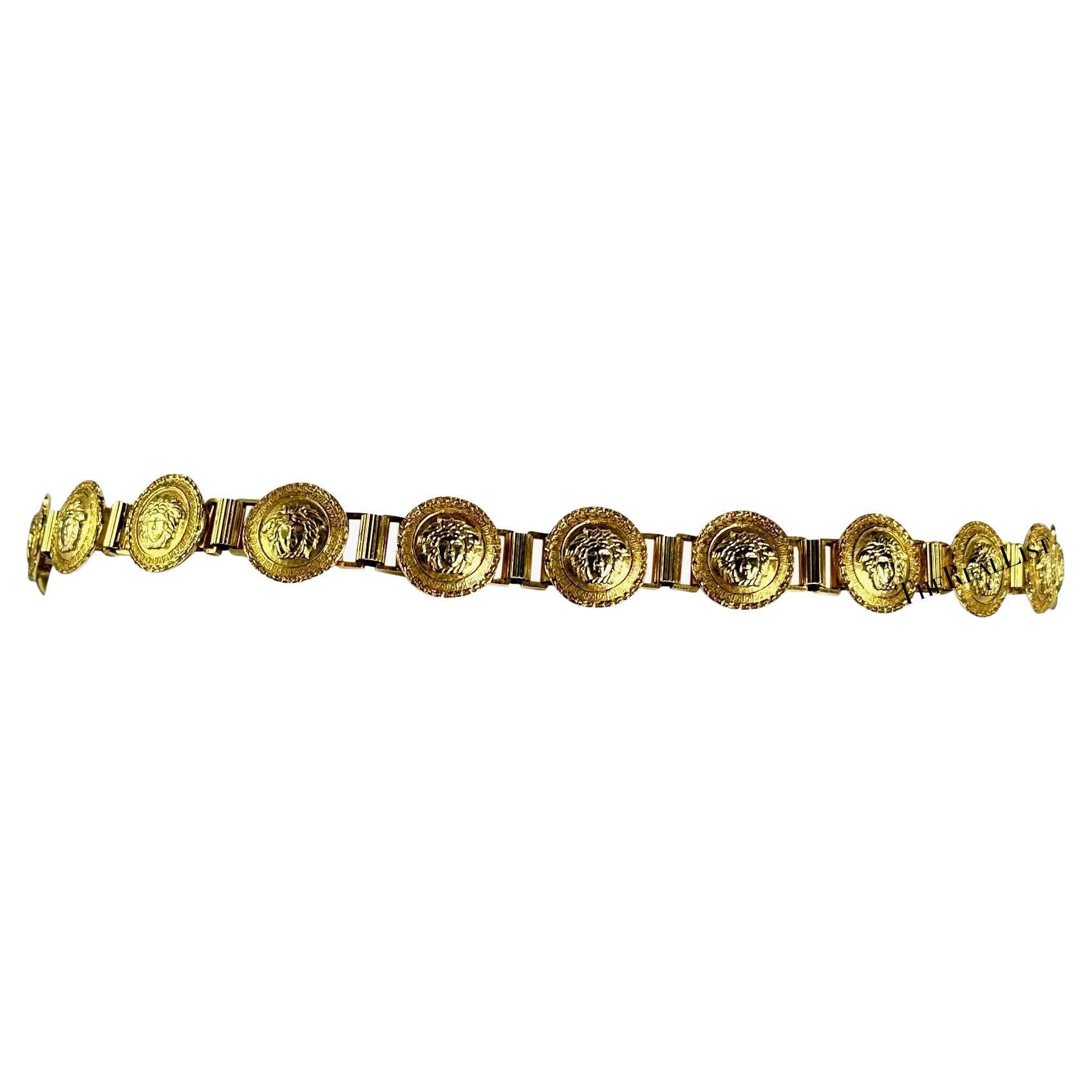 S/S 1992 Gianni Versace Runway Gold Tone Medusa Medallion Chain Belt For Sale 2
