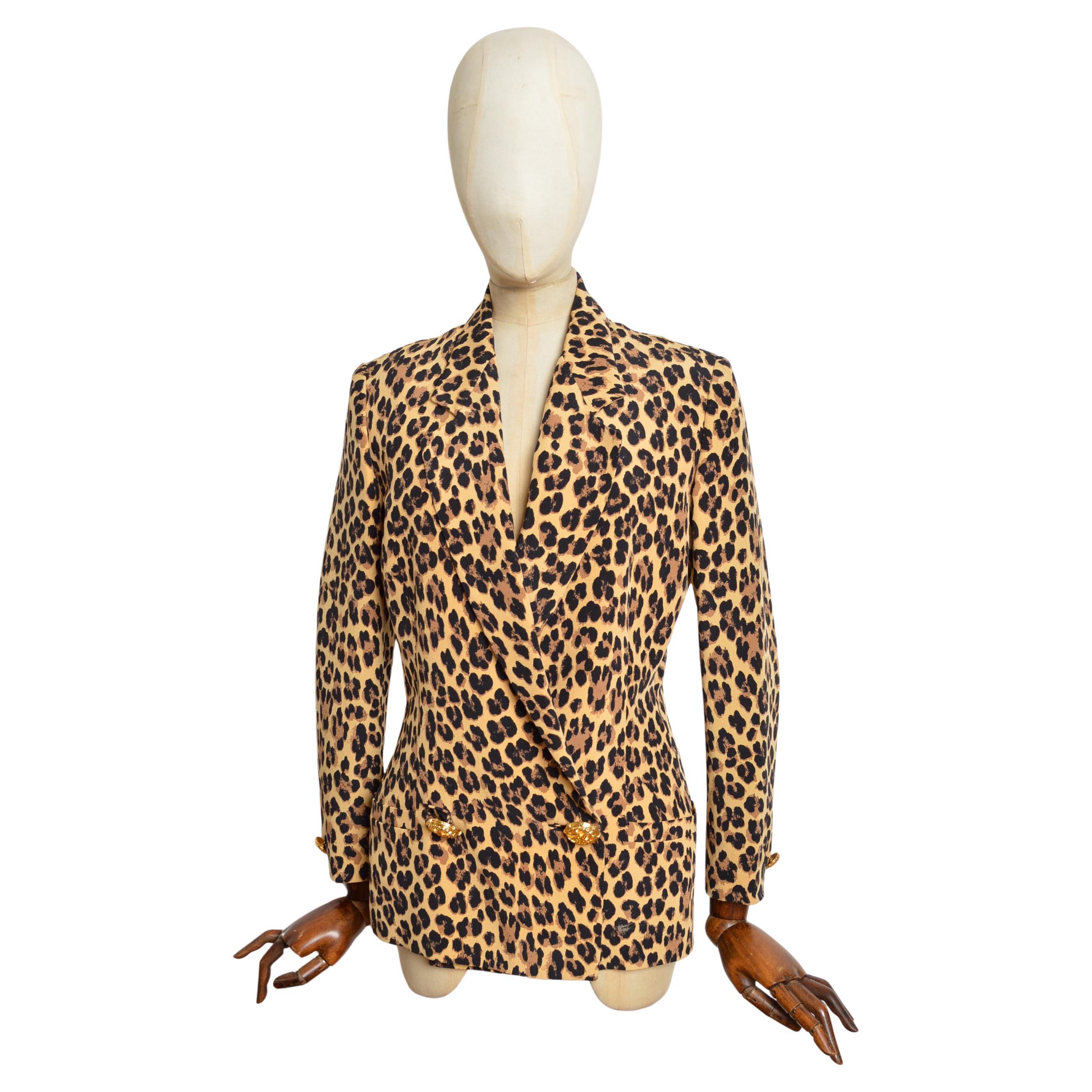 Gianni Versace, sfilata P/E 1992, blazer con stampa animalier leopardata - Giacca sartoriale