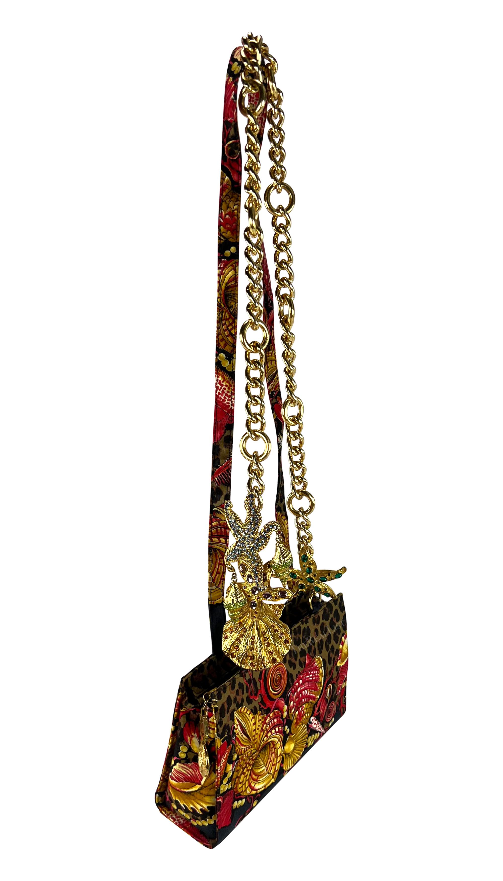 S/S 1992 Gianni Versace Runway Rhinestone Gold Shell Jewel Chain Crossbody Bag  For Sale 11