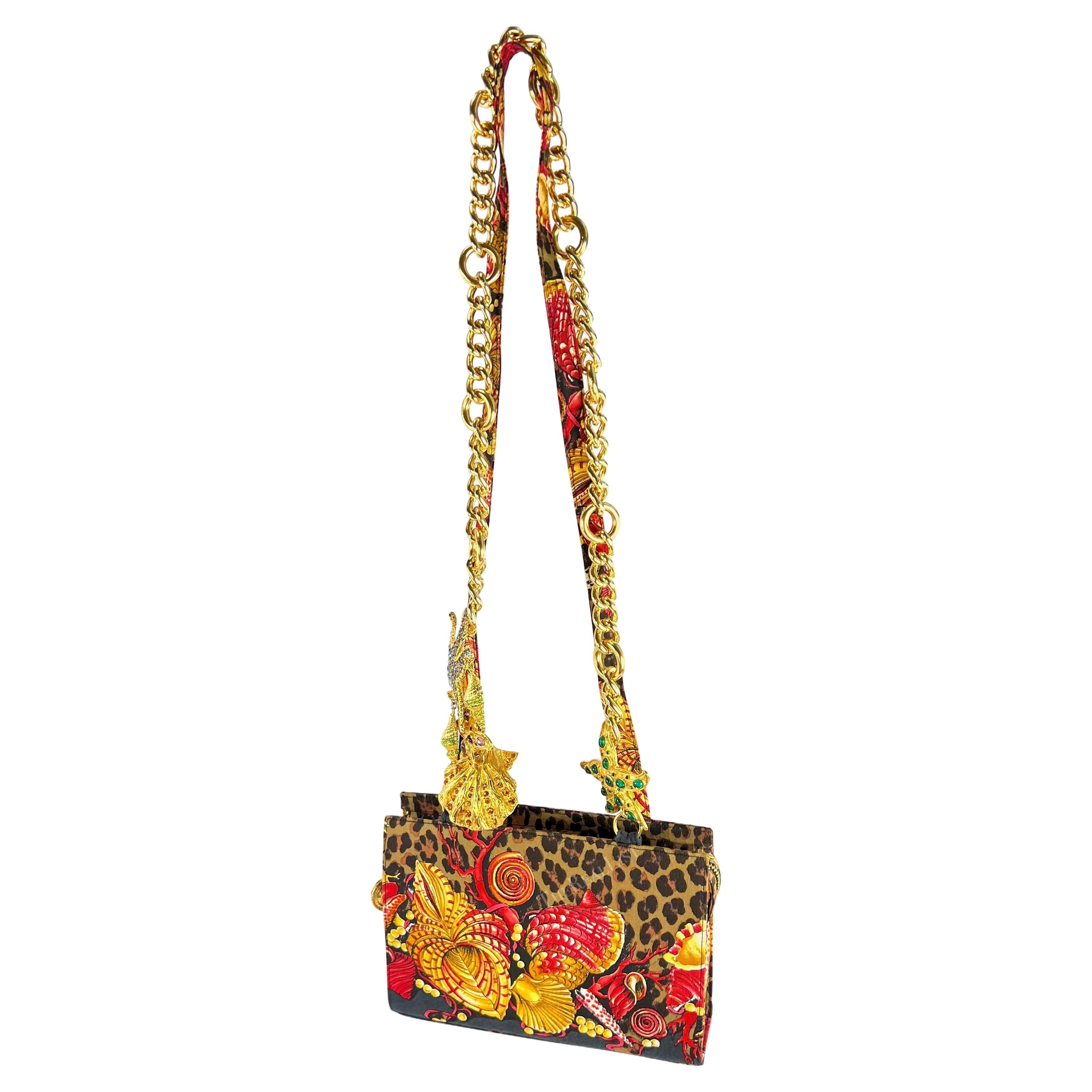 S/S 1992 Gianni Versace Runway Rhinestone Gold Shell Jewel Chain Crossbody Bag  For Sale 4
