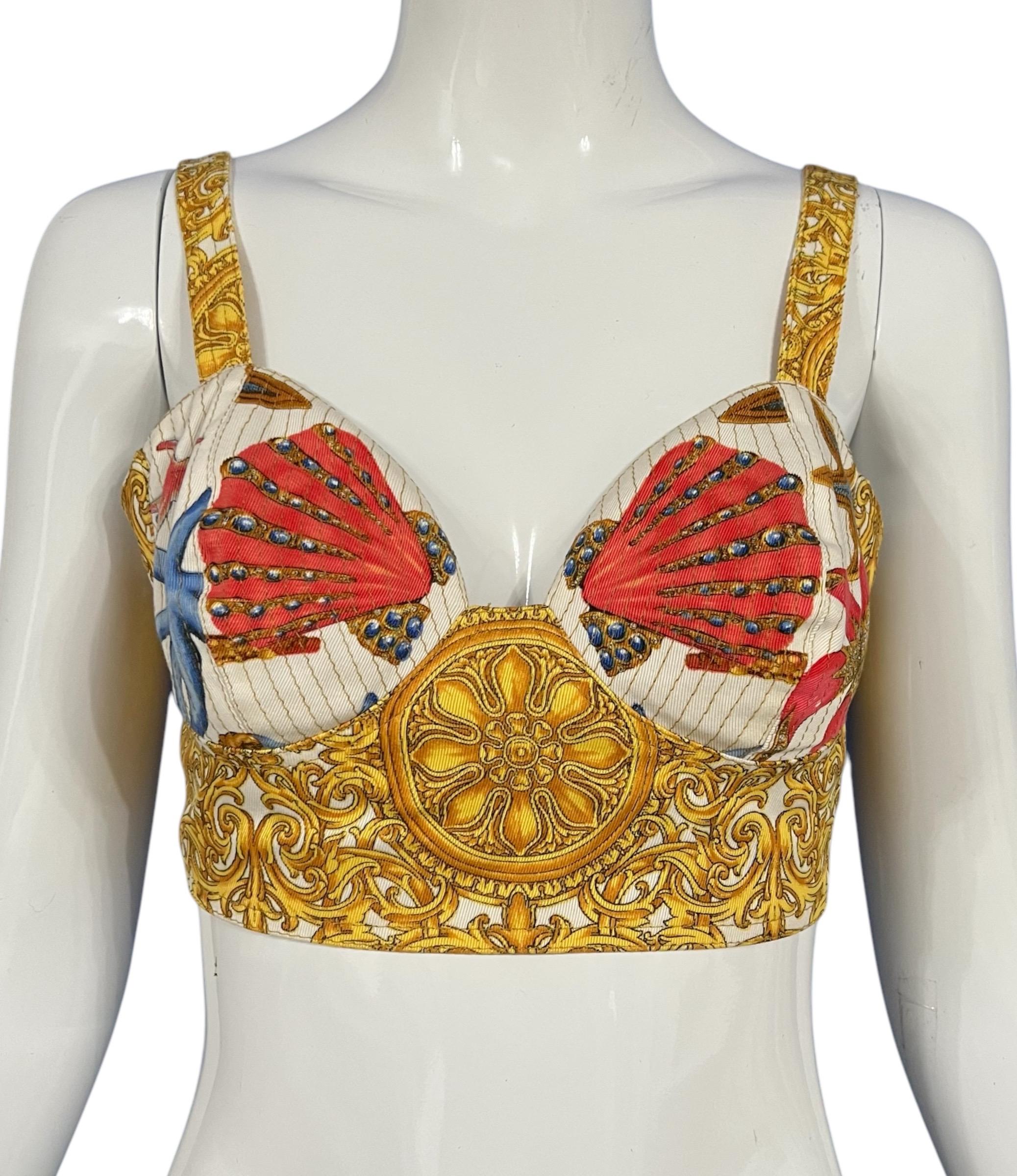 S/S 1992 Gianni Versace Seashell Starfish Bustier Top (Braun) im Angebot