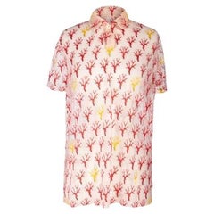 S/S 1992 Gianni Versace Sheer Coral Print Polo Top