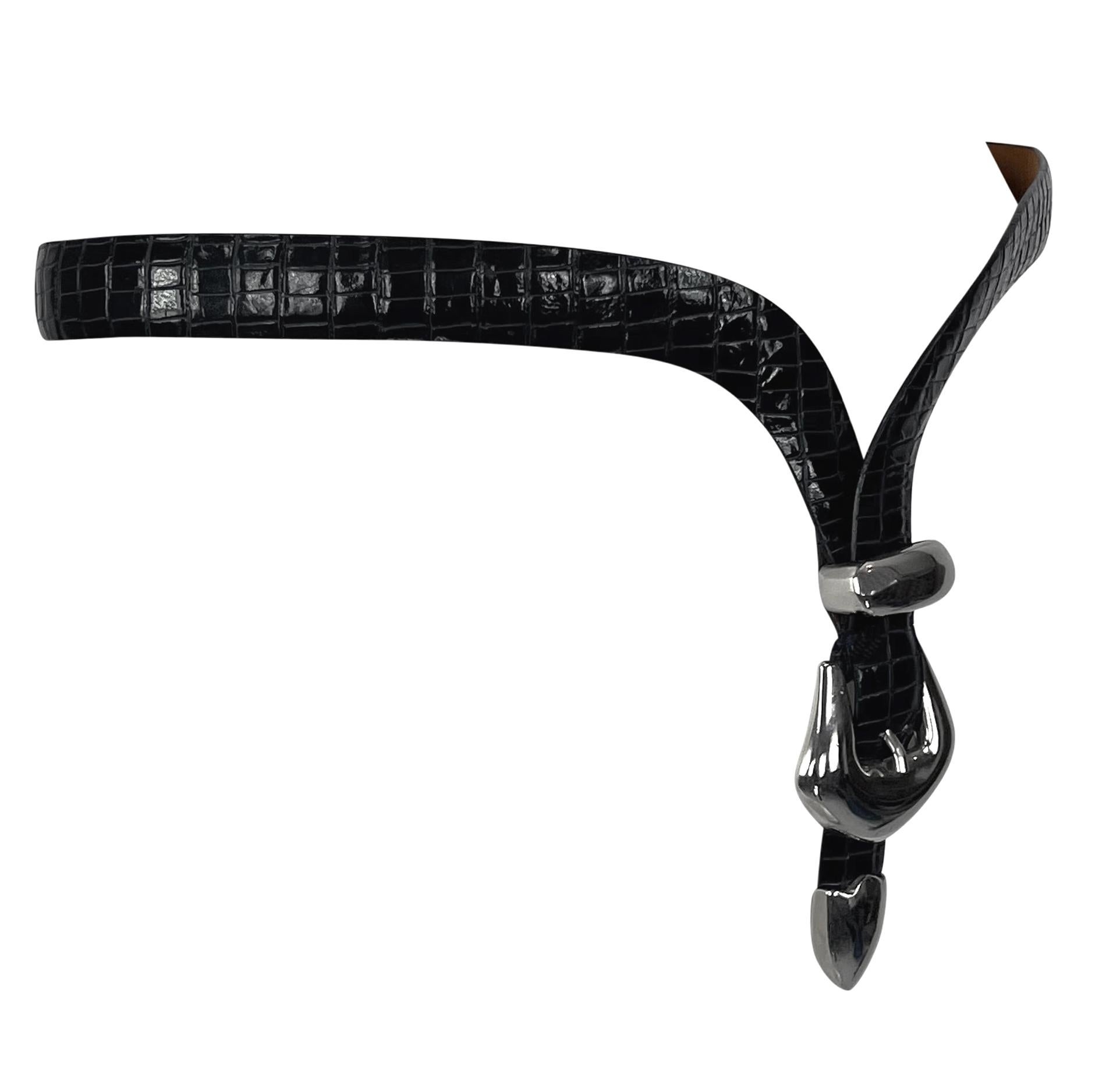 S/S 1992 Giorgio Armani Runway Lariat Style Faux Buckle Leather Waist Belt 1