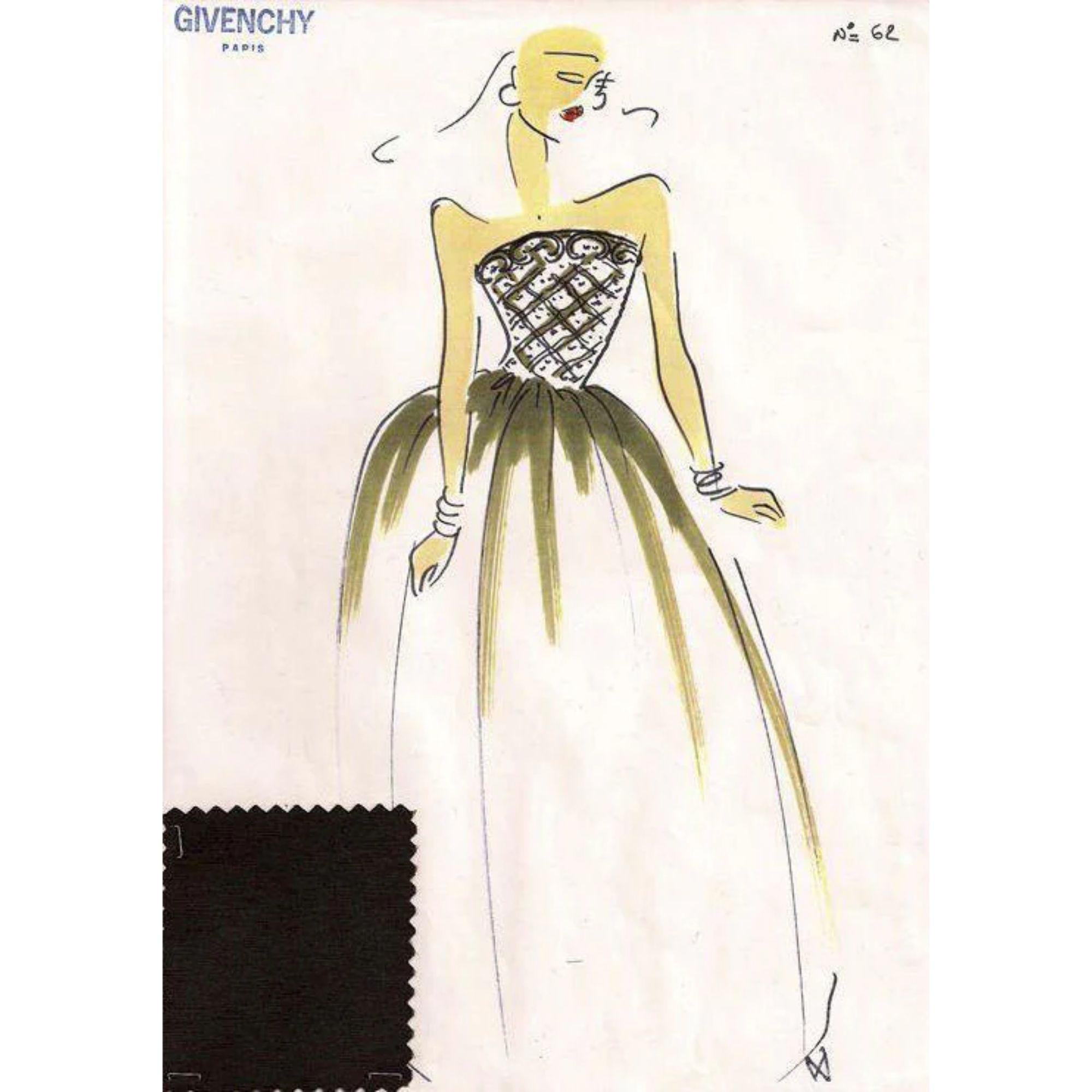 S/S 1992 Givenchy Haute Couture Robe bustier marron foncé avec buste brodé en vente 2