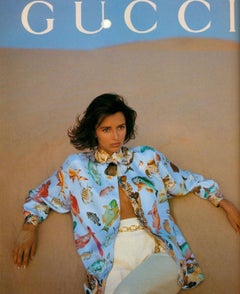 S/S 1992 Gucci White Stretch Sea Life Fish Print Legging Pants