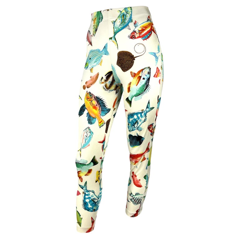 S/S 1992 Gucci White Stretch Sea Life Fish Print Legging Pants For Sale at  1stDibs