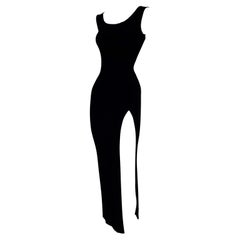 S/S 1992 Jean Paul Gaultier Super High Slit Black Bandage Bodycon Wiggle Dress